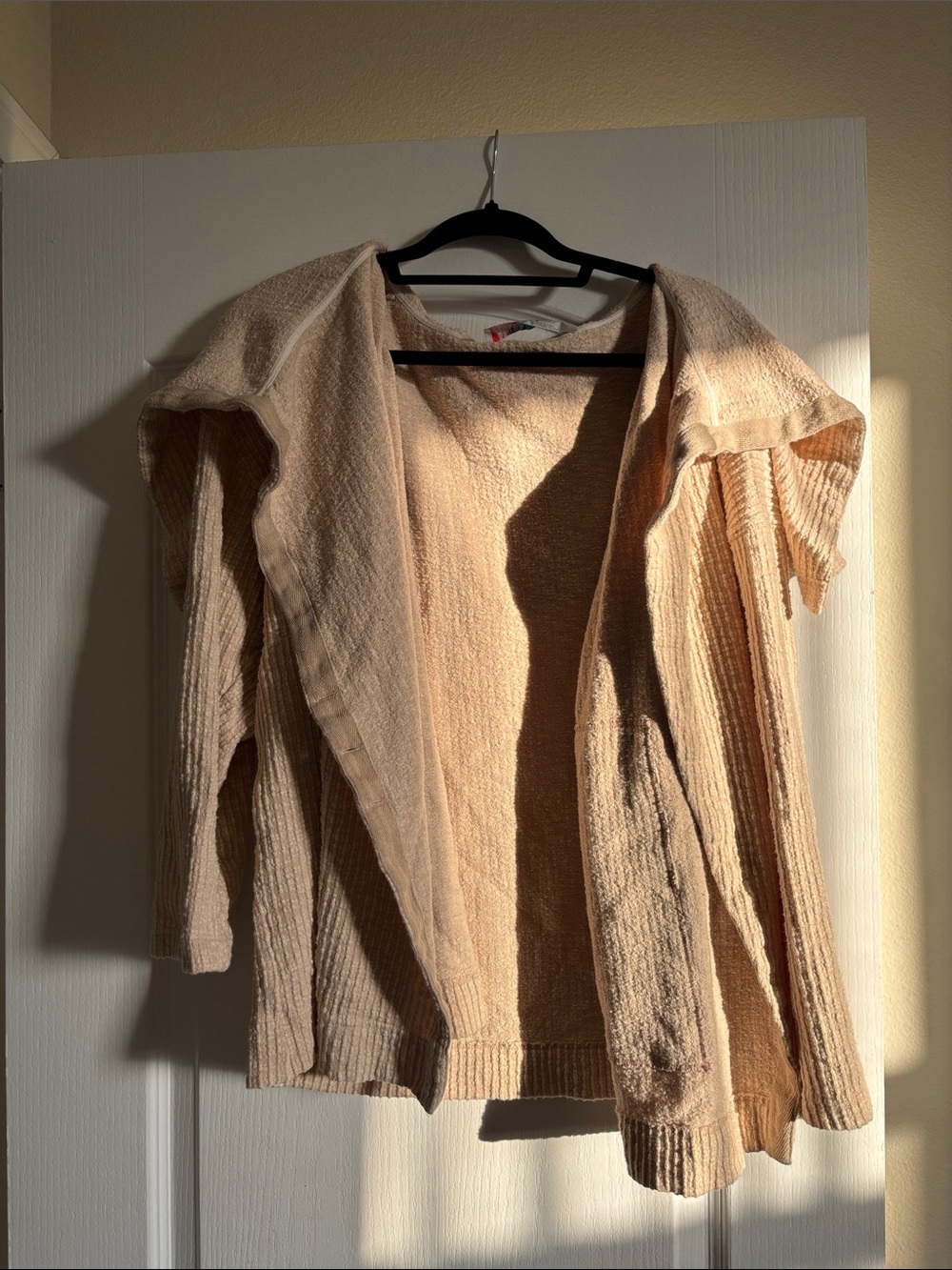 FP Beach Open-Front Cream Knit Women’s Sweater Cardigan